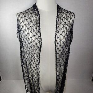 Chico's Beaded Crochet Elegant Special Occasion Rayon Fringed Wrap Shawl